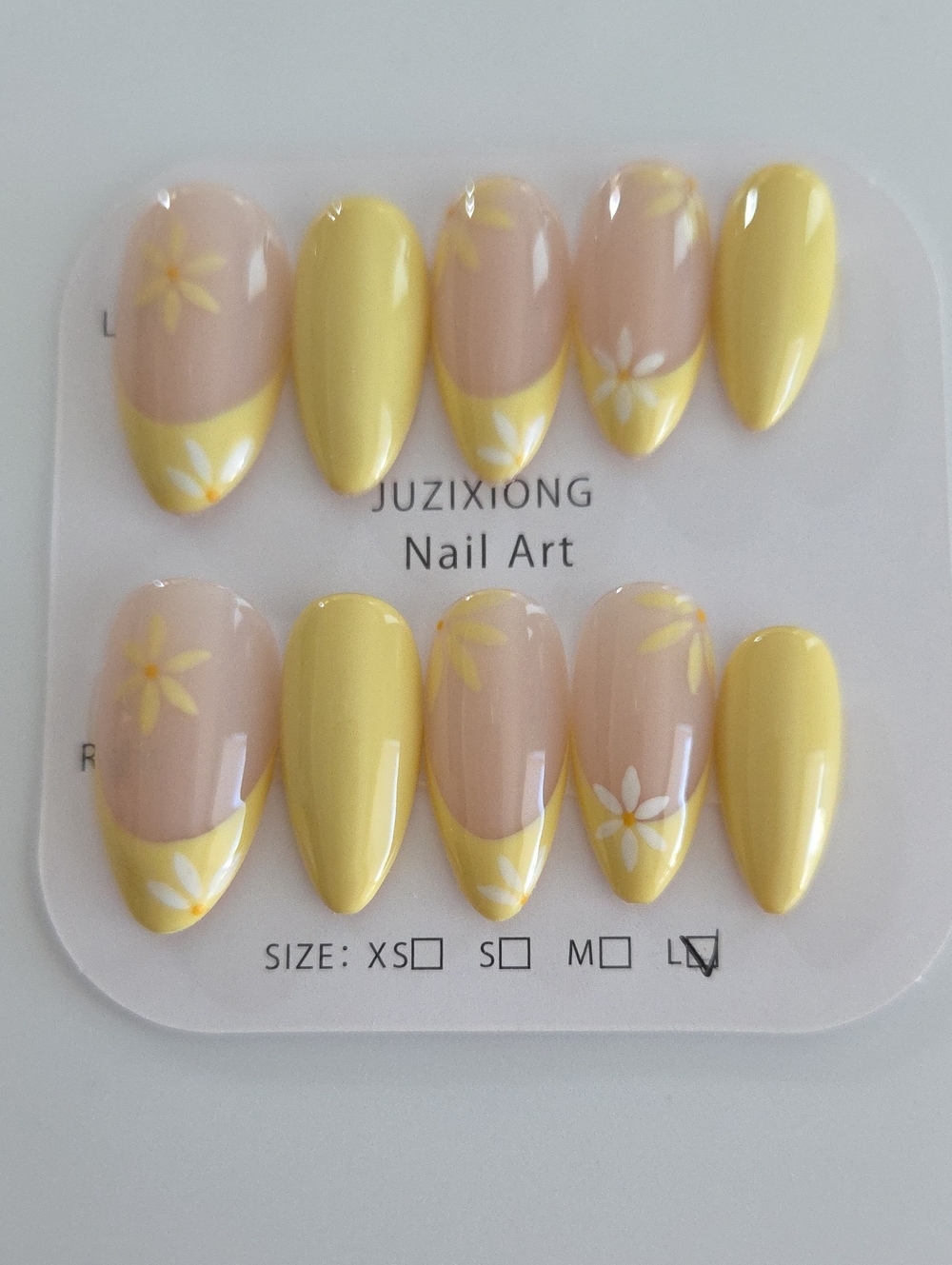 Yellow Floral Press-On Nail Set